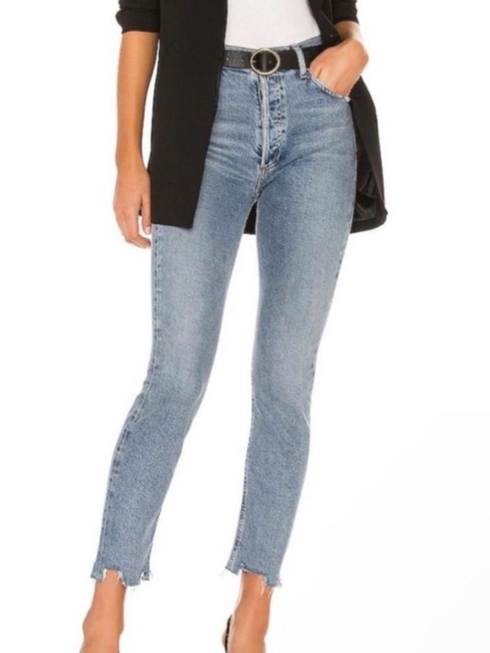 Agolde Nico High Rise Jeans Slim Womens 27 Denim Button Fly raw hem